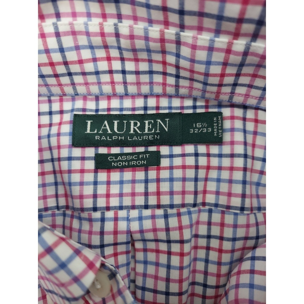 Lot 3 Ralph Lauren Shirt Men Large Blue Pink Plaid Button Down Pony Long Sleeve - Picture 4 of 16